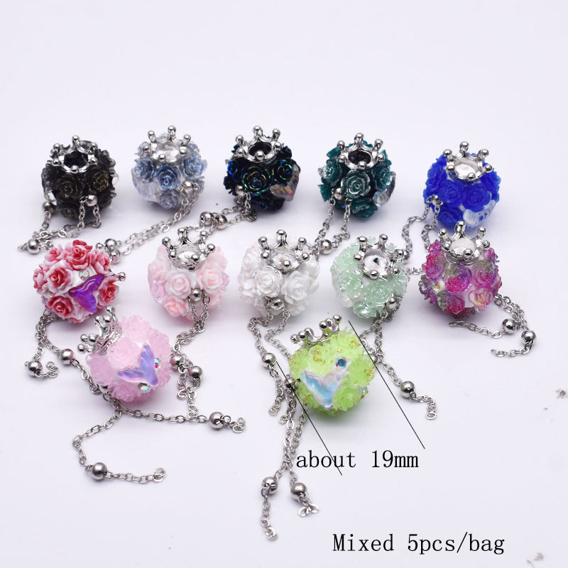 Wholesale 5pcs Clay Heavy Industry Fishtail Zircon Bear Strawberry Beads